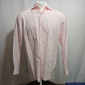 Isaia Napoli Linen Cotton Blend Dress Shirt Mens Size 16.5 / 42 Made in Italy